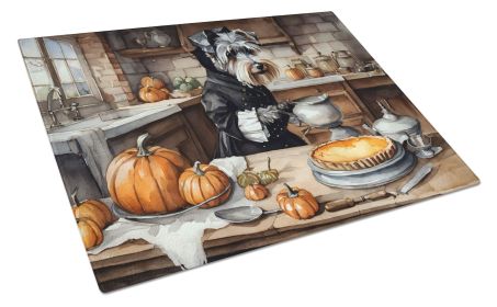 NEW Schnauzer Fall Kitchen Pumpkins Glass Cutting Board Decorative Tempered Glass Kitchen Cutting and Serving Board Large Size Chopping Board