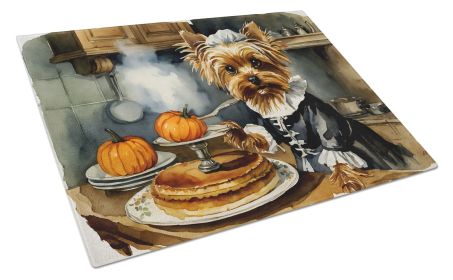 NEW Yorkie Fall Kitchen Pumpkins Glass Cutting Board Decorative Tempered Glass Kitchen Cutting and Serving Board Large Size Chopping Board