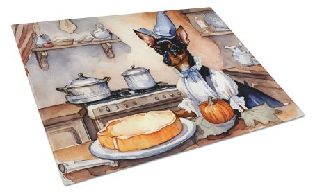 NEW Miniature Pinscher Fall Kitchen Pumpkins Glass Cutting Board Decorative Tempered Glass Kitchen Cutting and Serving Board Large Size Chopping Board