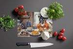NEW French Bulldog Fall Kitchen Pumpkins Glass Cutting Board Decorative Tempered Glass Kitchen Cutting and Serving Board Large Size Chopping Board
