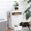 Pet Feeder Station with Storage, Dog Food Storage Container with 2 Raised Dog Bowls, White