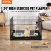 Dog Playpen, 4 Pcs 24 x 36 in Panels Foldable Metal Pet Exercise Pen, Dog Fence Indoor and Outdoor Pen with Door and 600D Oxford Fabric Bottom Pad